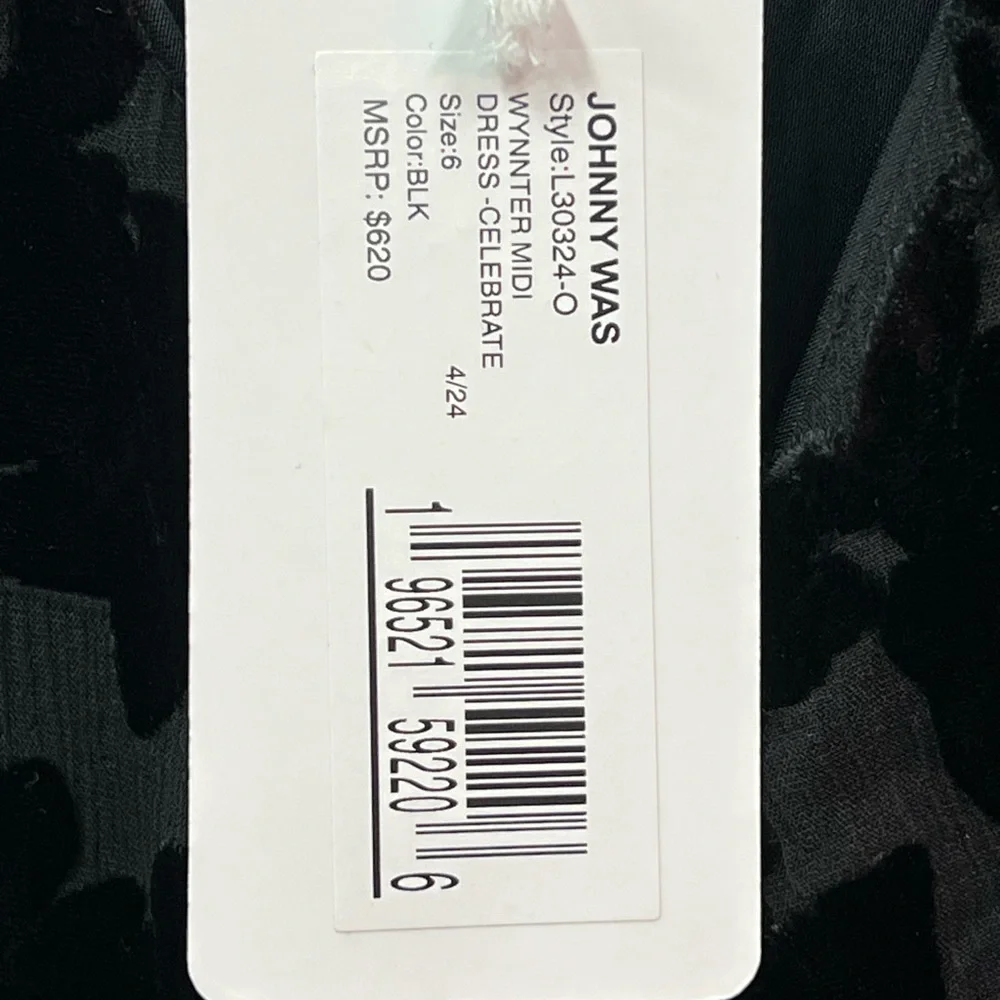 Johnny Was Jade Wynnter Midi Dress Celebrate Black Sz 6 - Picture 7 of 8